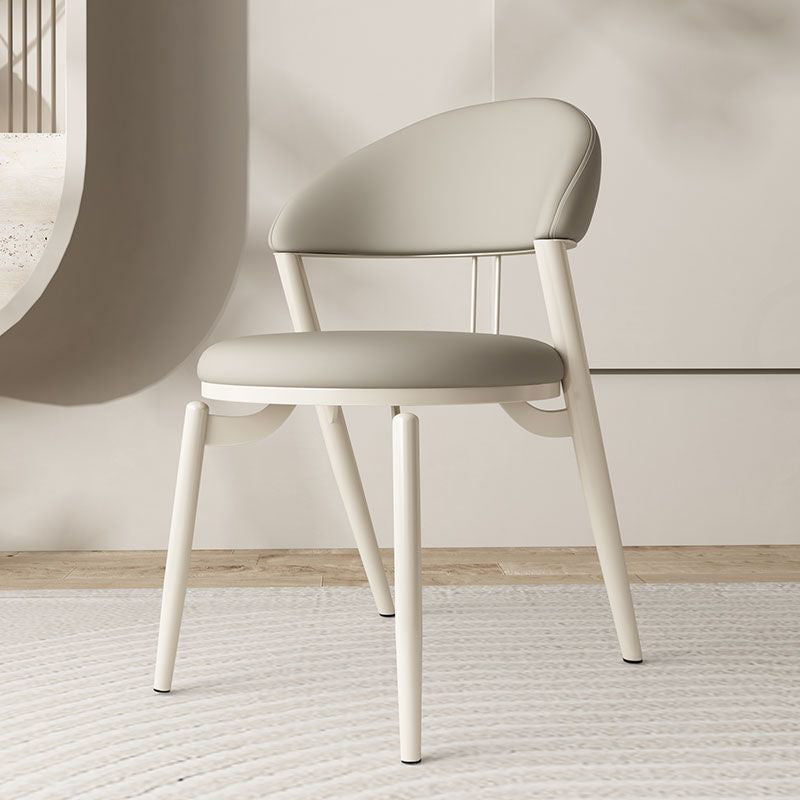 Nordic Leather Upholstered Steel Open Back Dining Chair — Light Gray