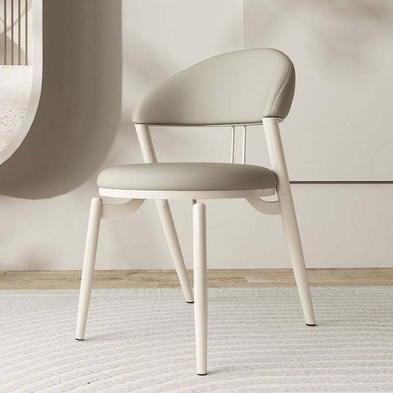 Nordic Leather Upholstered Steel Open Back Dining Chair — Light Gray