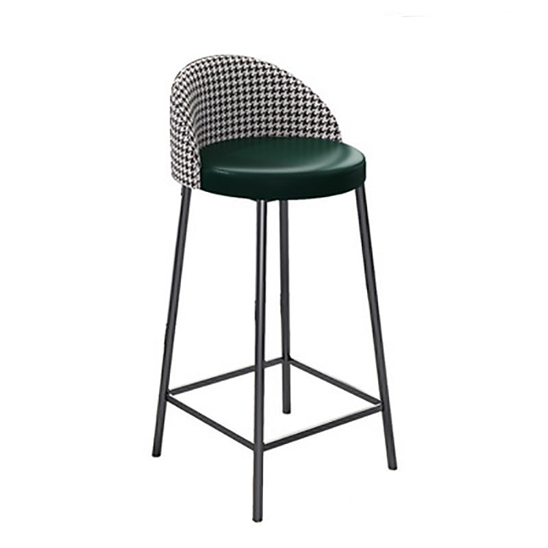 Scandinavian Round PU Leather Iron Bar Stool