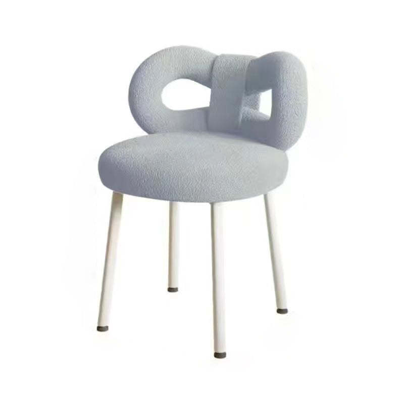 Minimalist Bow-Back Lambswool Steel Vanity Stool