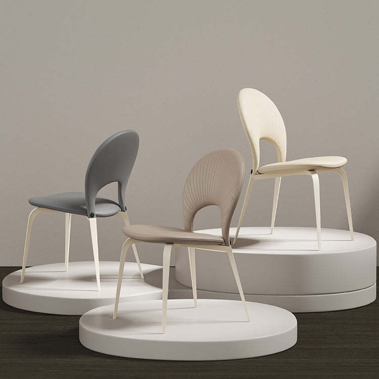Nordic Faux Leather Steel Dining Chair — Khaki