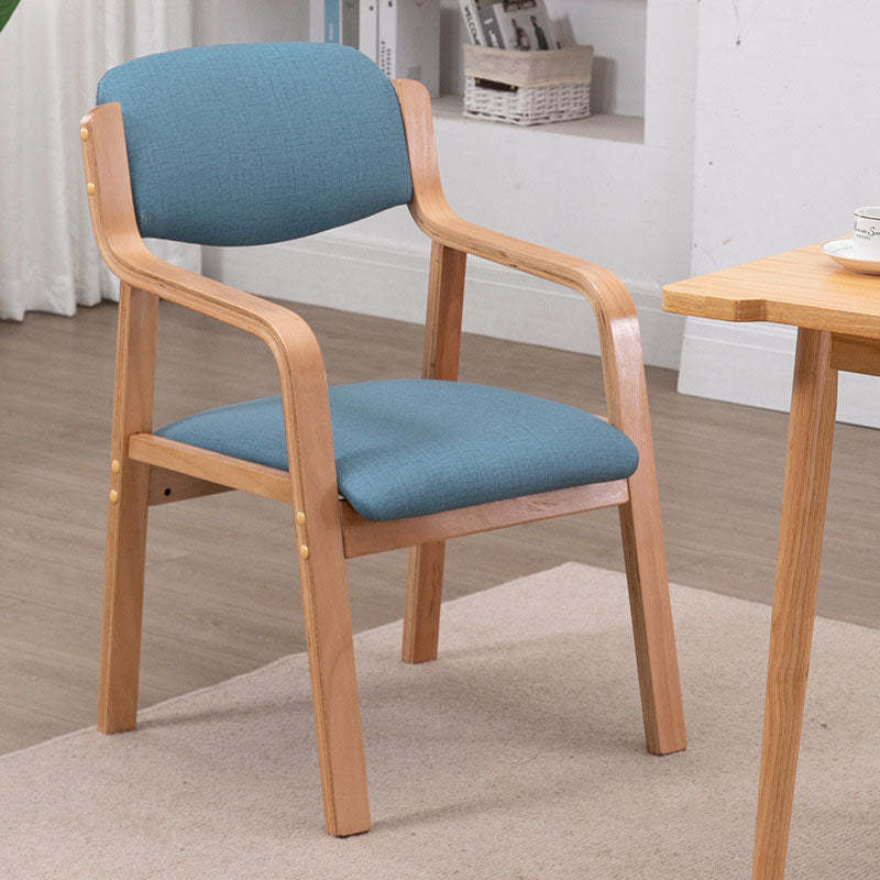 Modern Fabric Wood Dining Chair — Red