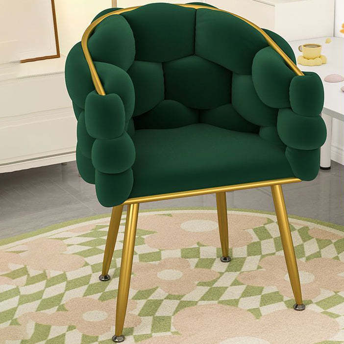 Cream Bubble Velvet Metal Vanity Stool