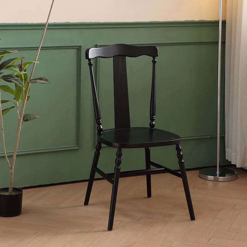 Wood rattan solid cushion dining chairs & benches - traditional — Ash Wood - Black & Wood Seat