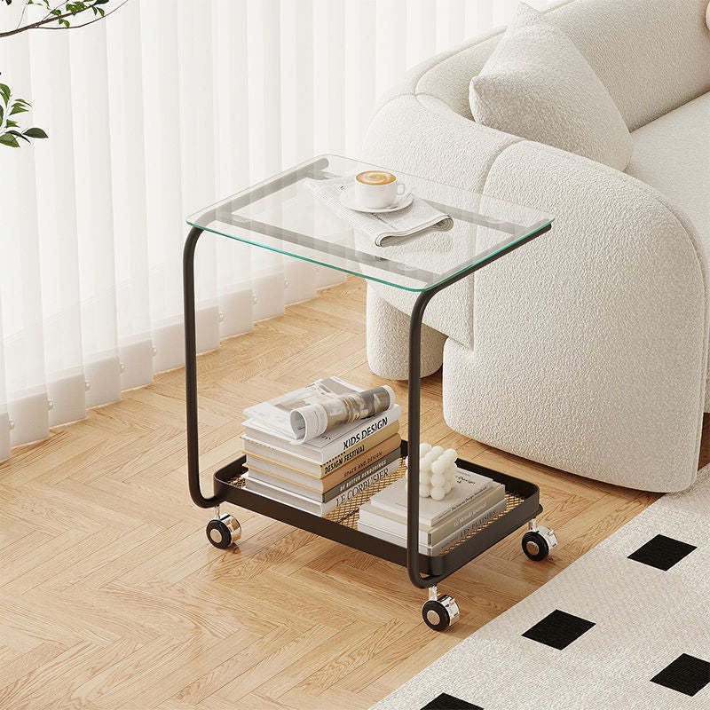 Black glass top end & side tables - nordic — Transparent