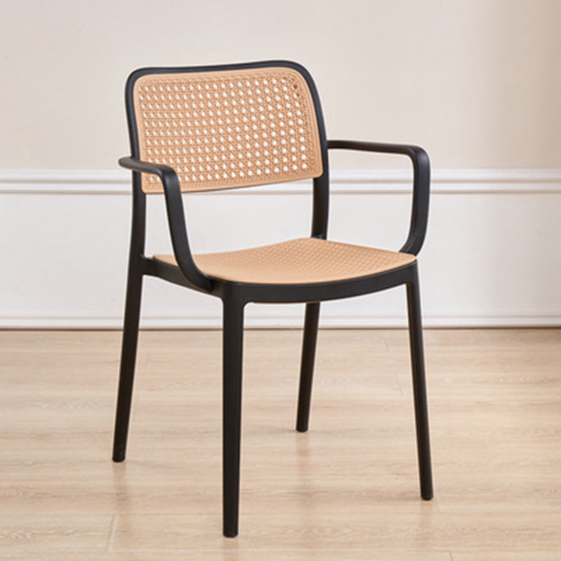Rattan-Look Plastic Stackable Dining Armchair