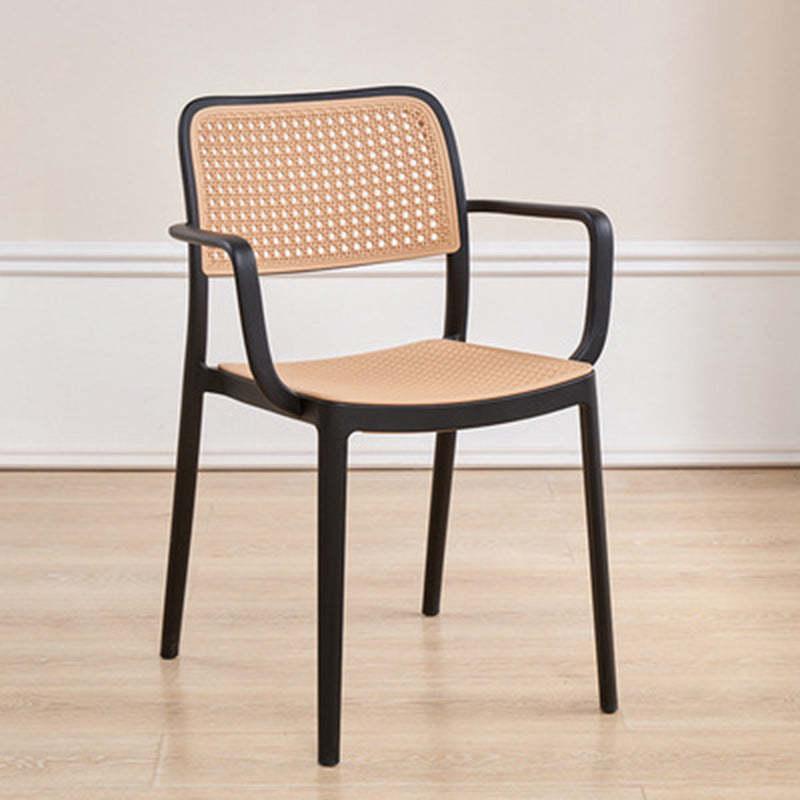 Rattan-Look Plastic Stackable Dining Armchair