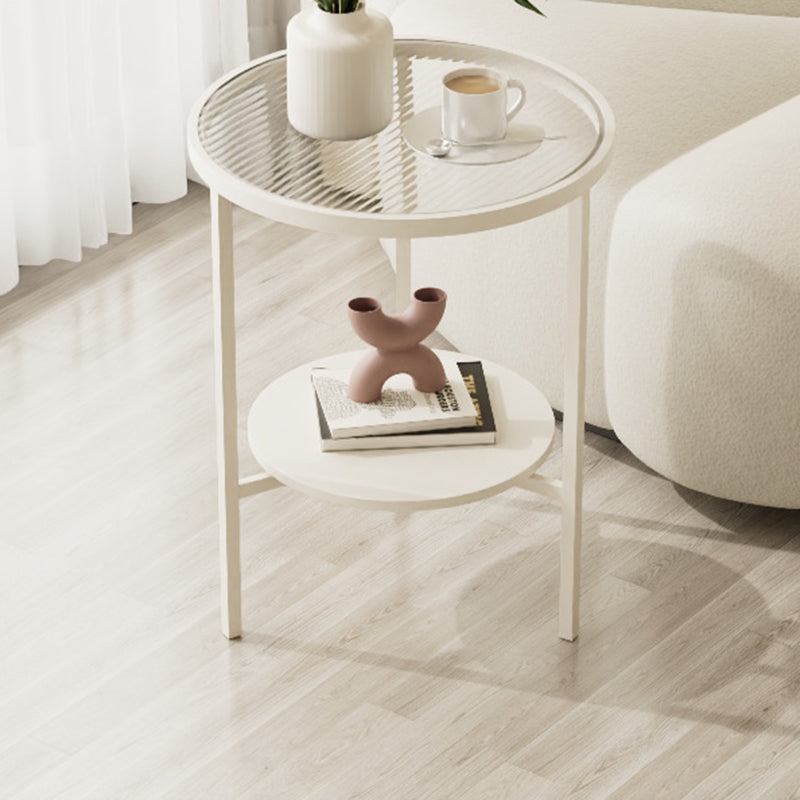 Minimalist Glass Sintered Stone Round Coffee Table 1-Shelf