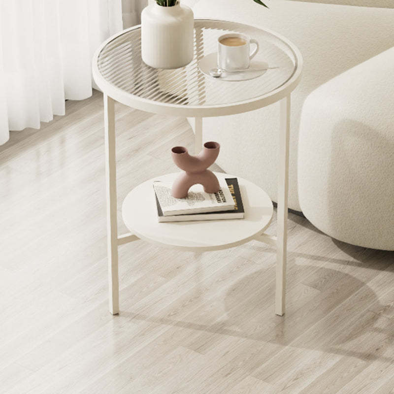 Minimalist Glass Sintered Stone Round Coffee Table 1-Shelf