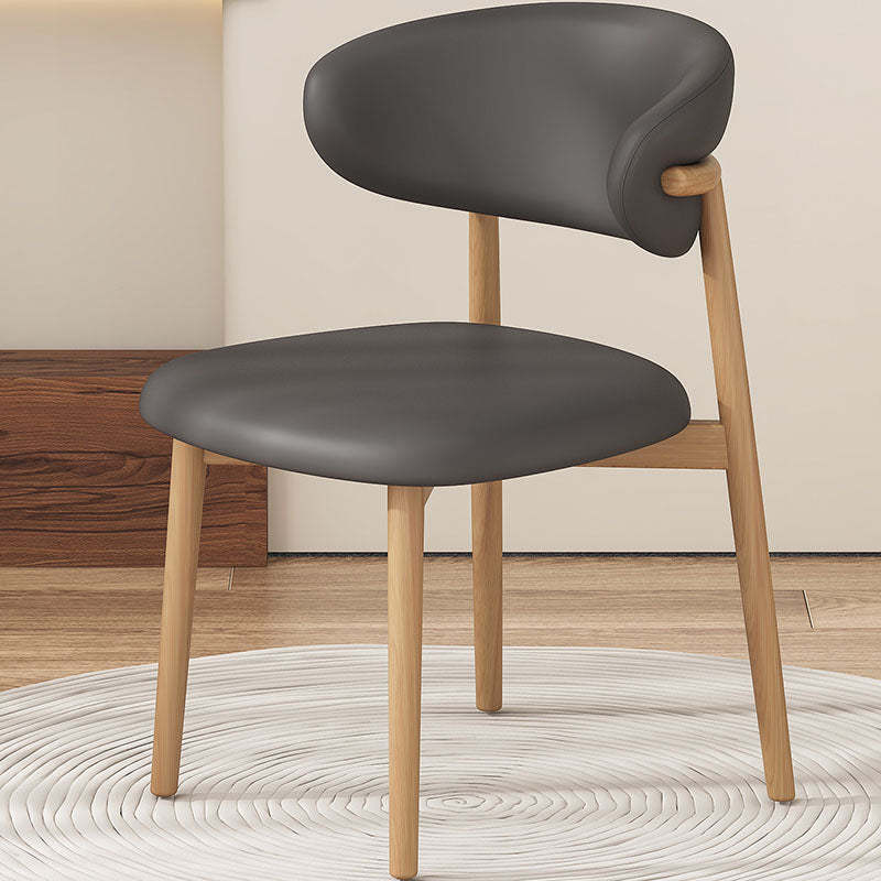 Minimalist Curved Iron Leather Armless Chair