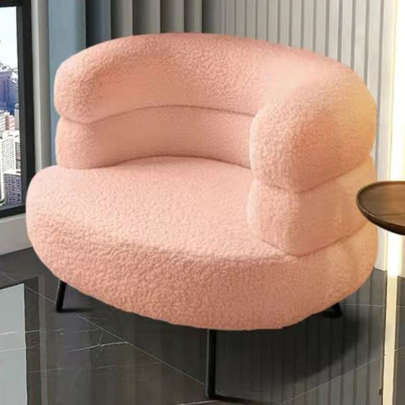 Nordic Round Lambswool Upholstered Vanity Stool — Pink