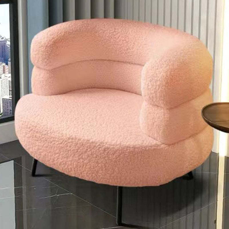 Nordic Round Lambswool Upholstered Vanity Stool — Pink