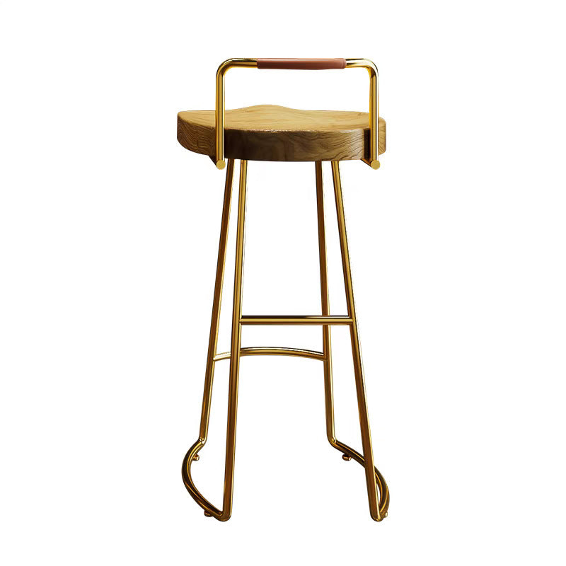 Minimalist Iron Wood Low-Back Bar Stool