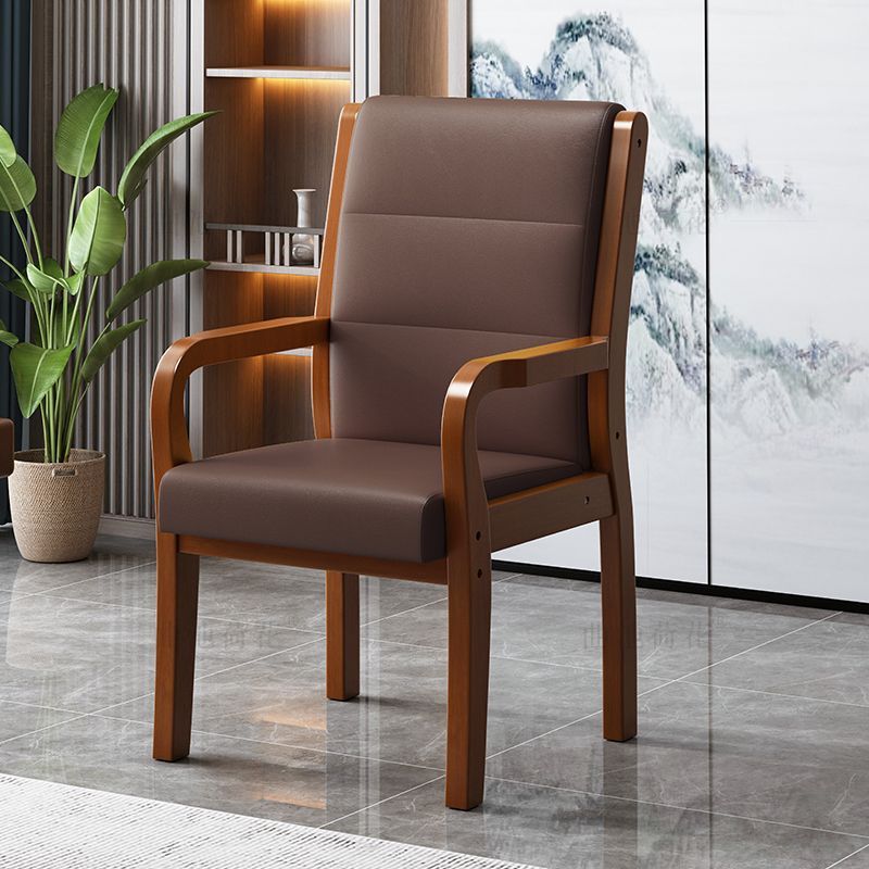Modern Wood Fabric Leather Armchair