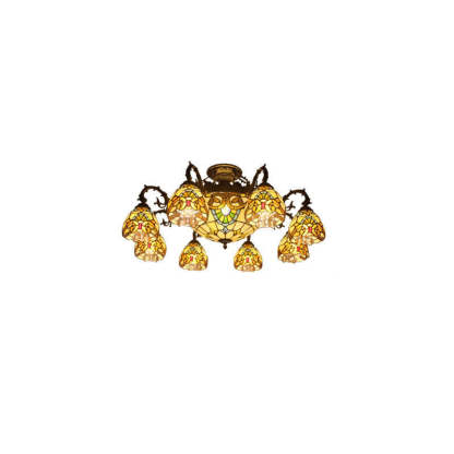 Tiffany Retro Baroque Stained Glass Ceiling Light