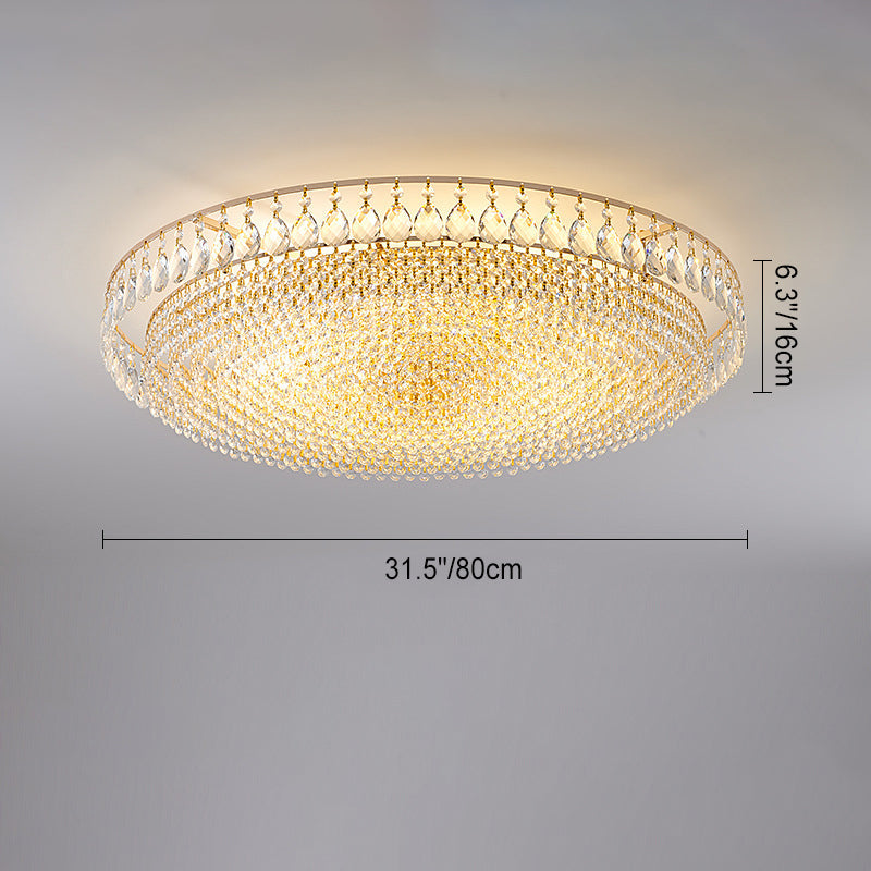Modern Circle Iron Crystal 4/6/8/10-Light Flush Mount — 110V-120V For US/CA