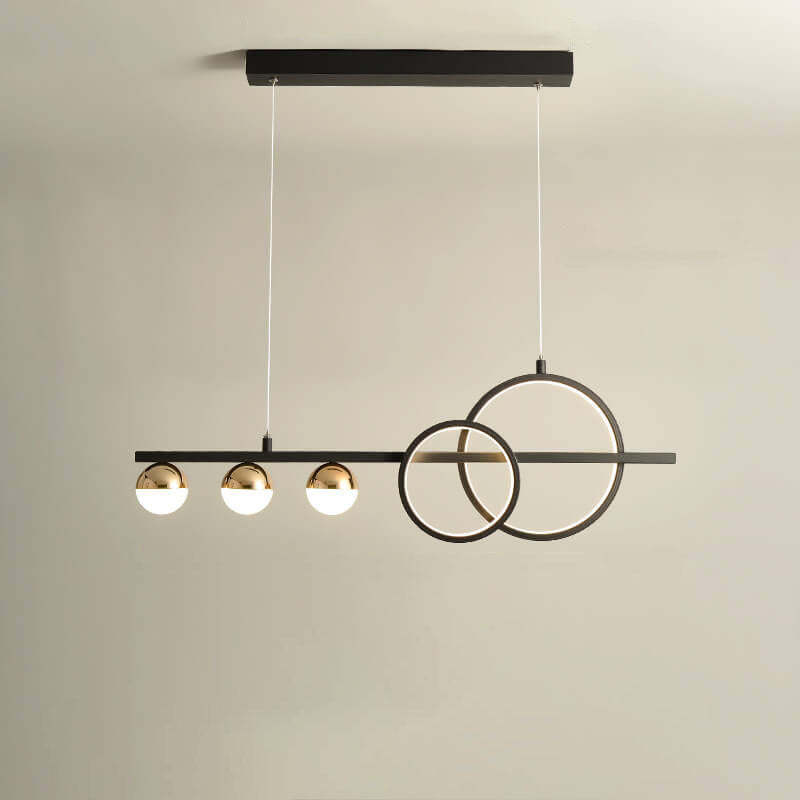 Modern Long Strip Round Globe LED Island Chandelier