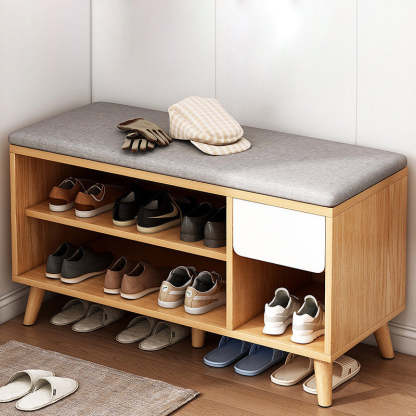 Scandinavian Wood 2-Storage Shoe Rack — B - Warm White