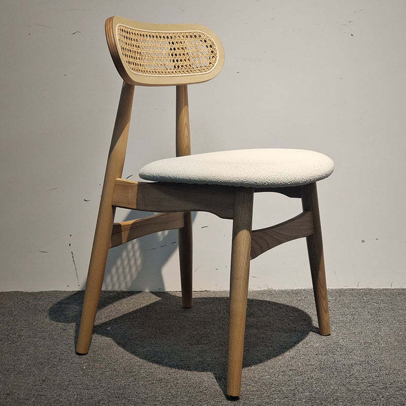 Japanese Faux Leather Wood Splayed-Leg Dining Chair