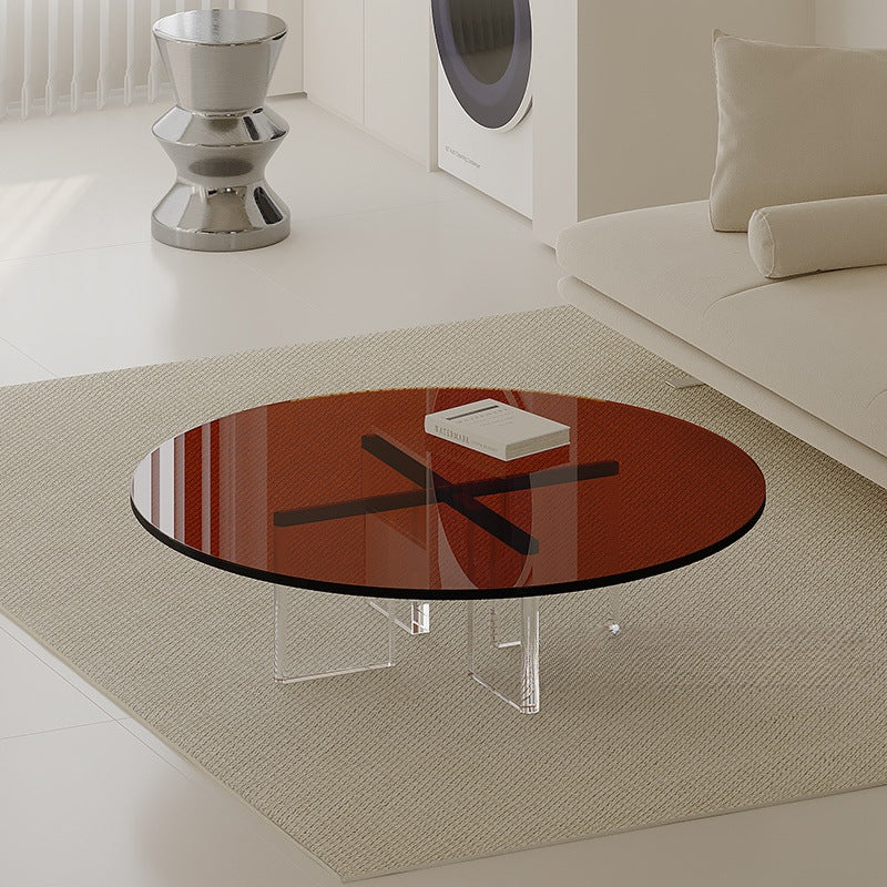 Minimalist Cross Base Acrylic Coffee Table
