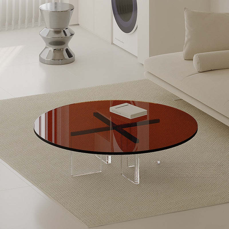 Minimalist Cross Base Acrylic Coffee Table