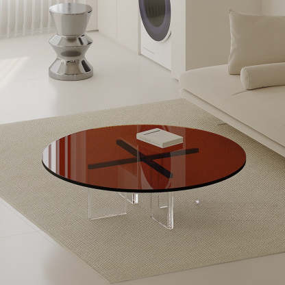 Minimalist Cross Base Acrylic Coffee Table