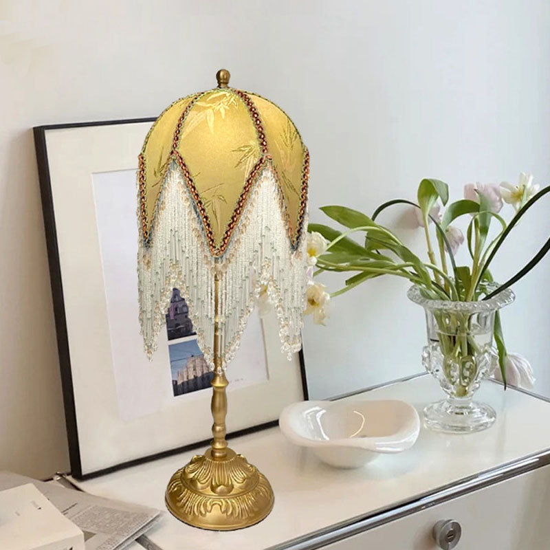 French Tassel Leaf Iron Fabric Table Lamp