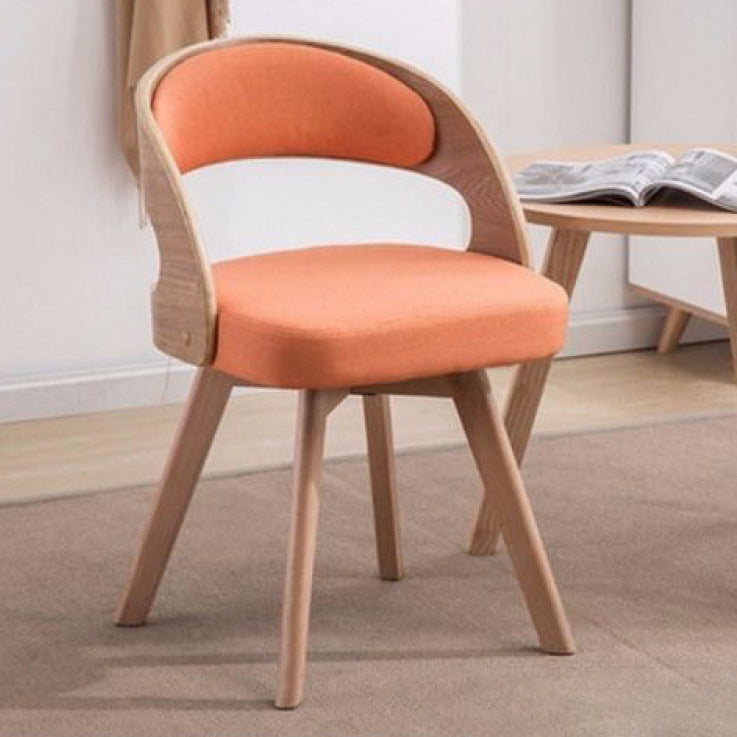 Nordic Fabric Splayed Leg Curved Dining Chair — Blue