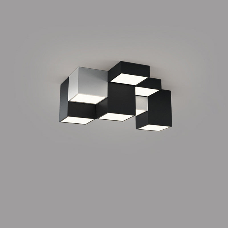Minimalist Cube Iron Acrylic LED Flush Mount Light