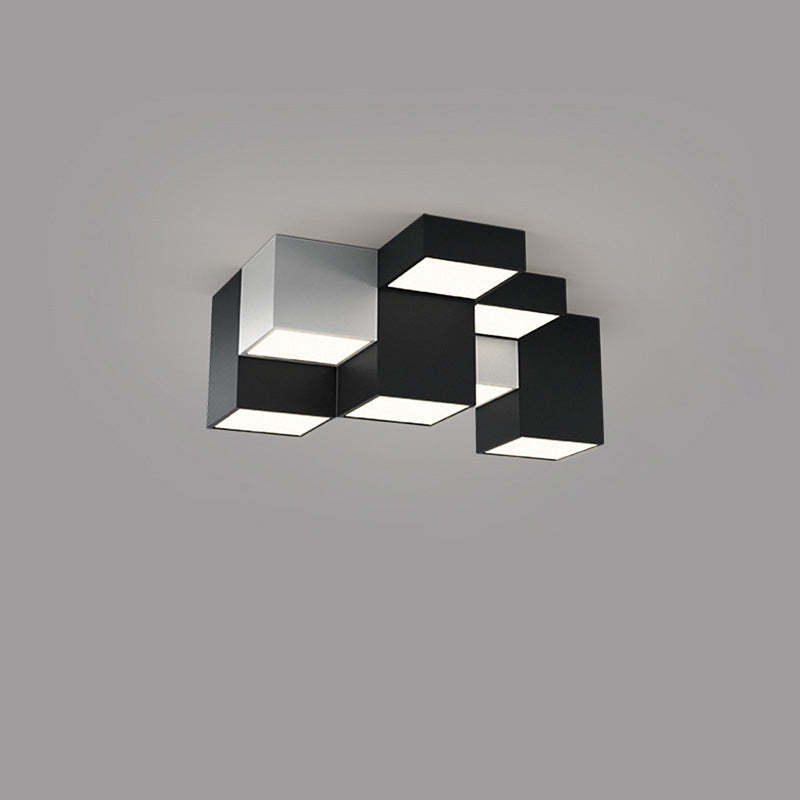 Minimalist Cube Iron Acrylic LED Flush Mount Light