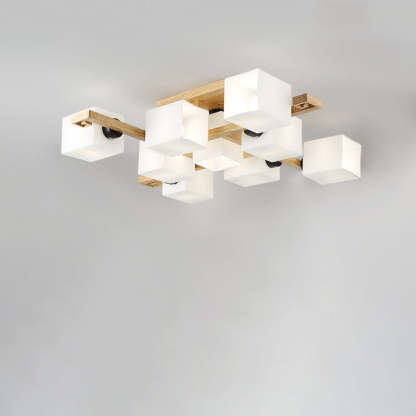 Japanese Wood Square 4/5/8/9-Light Ceiling Light