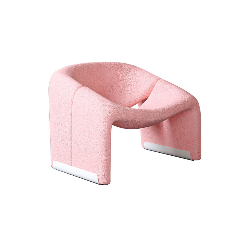 Scandinavian Curved Stainless Steel Lambswool Accent Chair