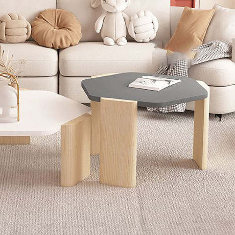 Contemporary Hexagonal Oak Plank End Table