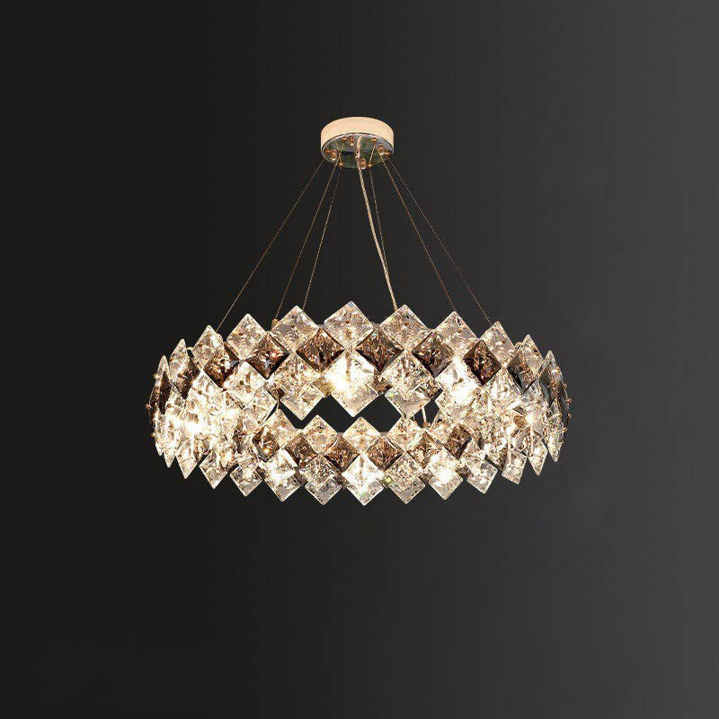 Crystal Diamond Circle Plated Chandelier