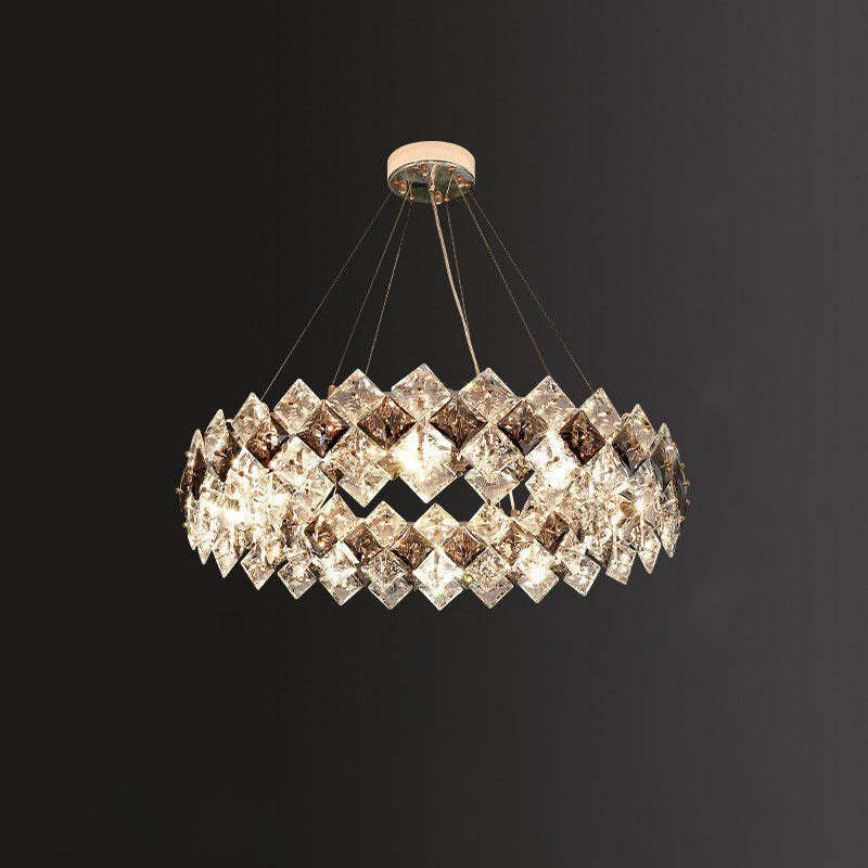 Crystal Diamond Circle Plated Chandelier