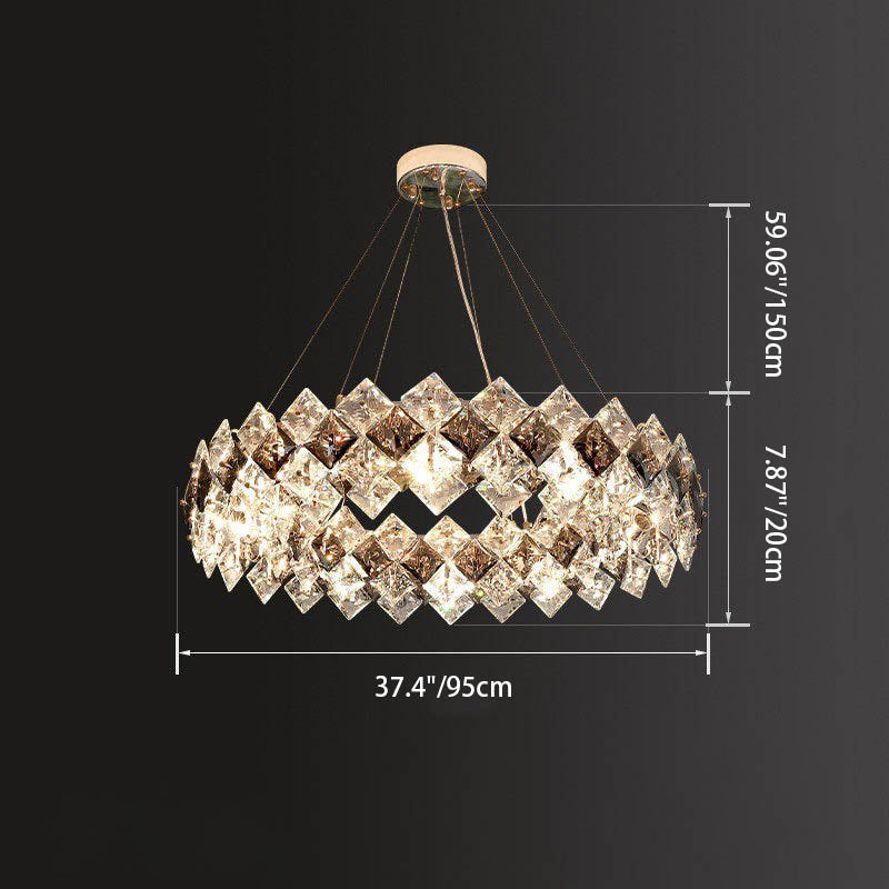 Crystal Diamond Circle Plated Chandelier