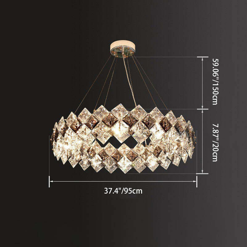 Crystal Diamond Circle Plated Chandelier