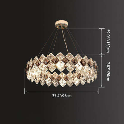 Crystal Diamond Circle Plated Chandelier