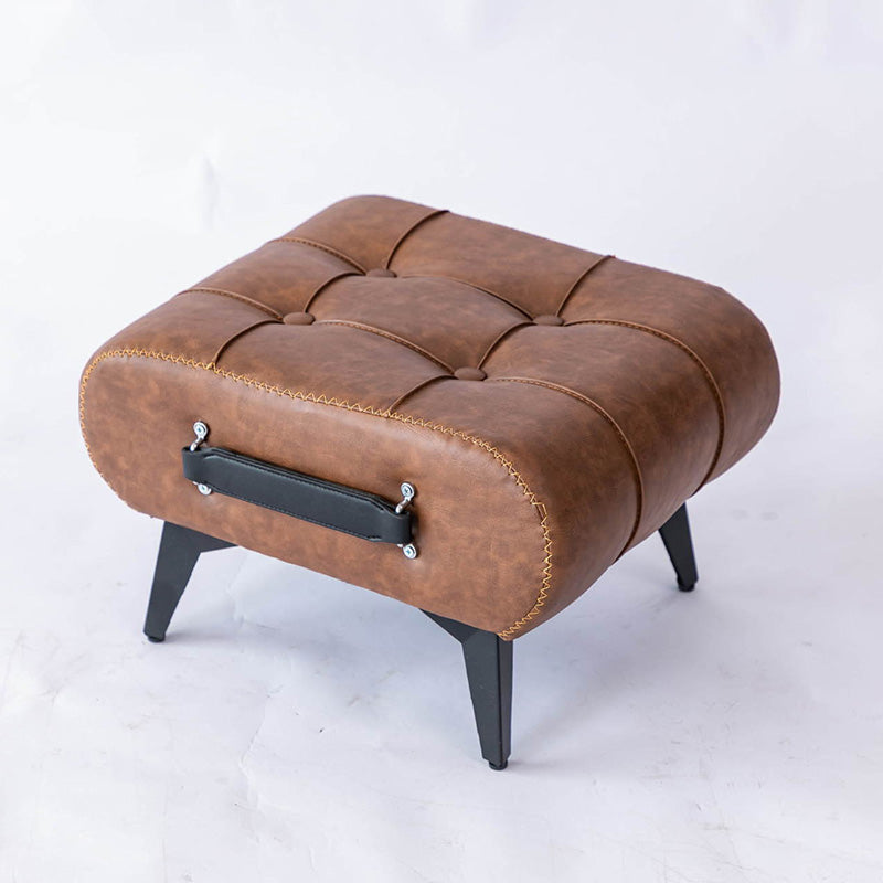 Luxury Rectangular Leather Alloy Stool