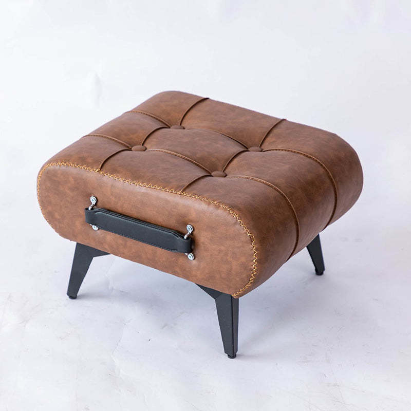 Luxury Rectangular Leather Alloy Stool