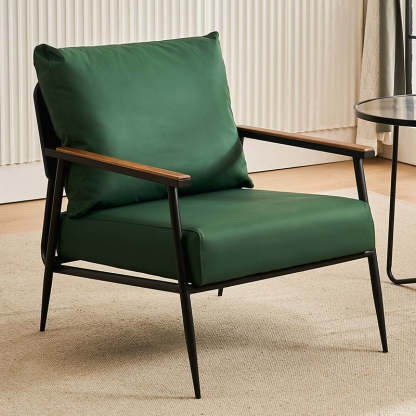 Vintage Cowhide Oak Metal Accent Chair