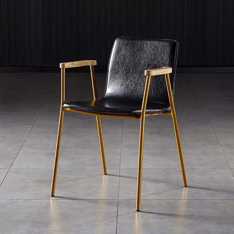 Industrial Upholstered Leather Wood Dining Chair