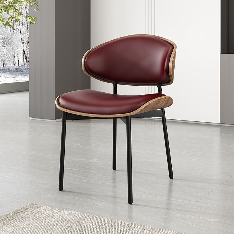 Modern Loop-Back Microfiber Leather Dining Chair