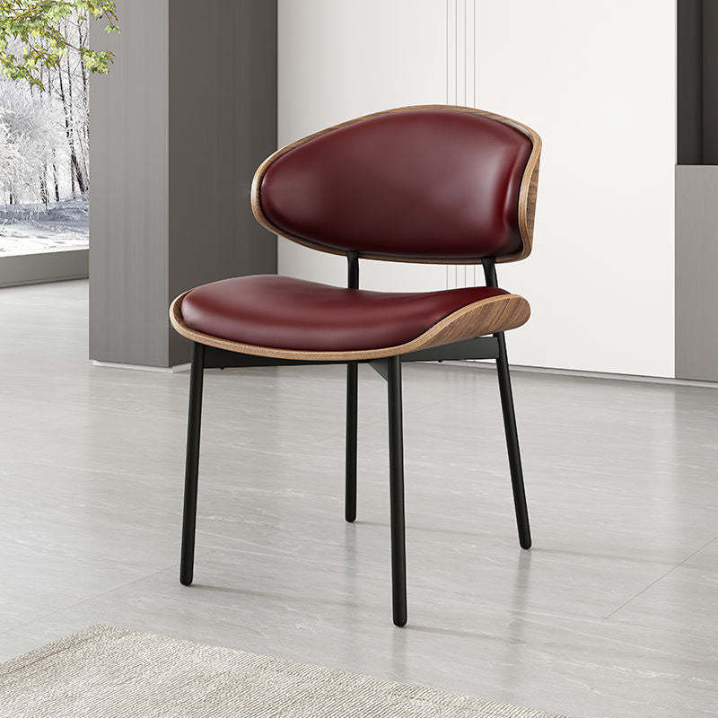 Modern Loop-Back Microfiber Leather Dining Chair