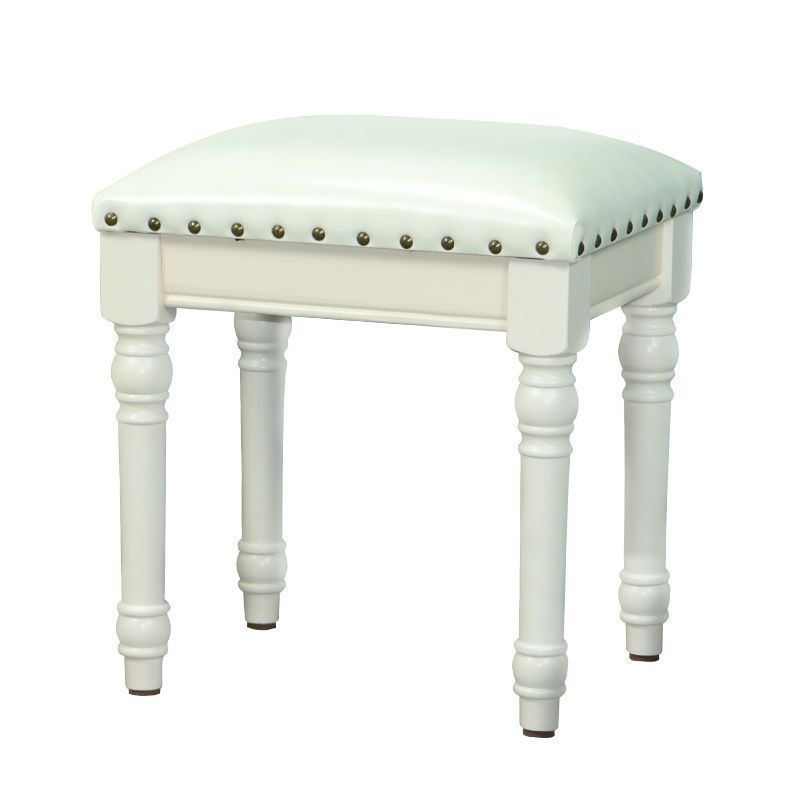 Scandinavian Linen Leather Wood Vanity Stool