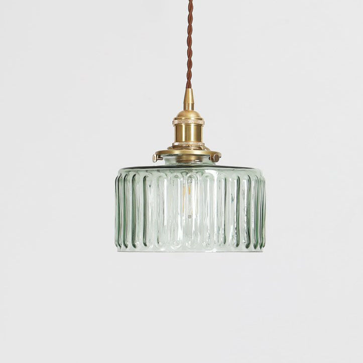 Japanese Vintage Brass Glass Jar Pendant