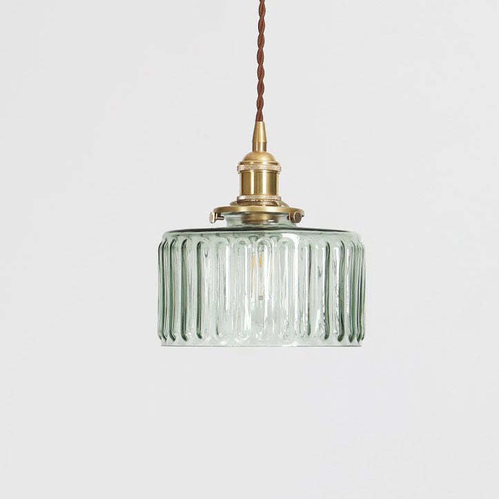 Japanese Vintage Brass Glass Jar Pendant