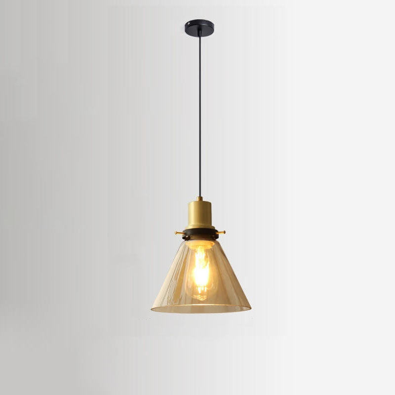 Vintage Semi-Circular Cone Cup Iron Glass Pendant Light