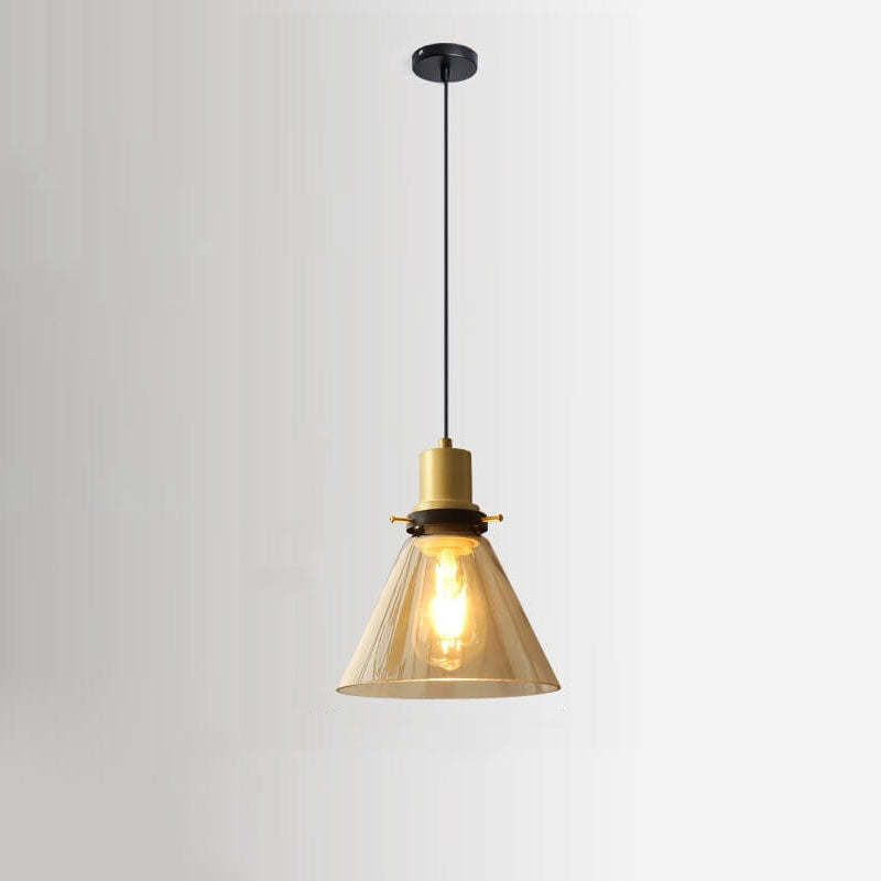 Vintage Semi-Circular Cone Cup Iron Glass Pendant Light