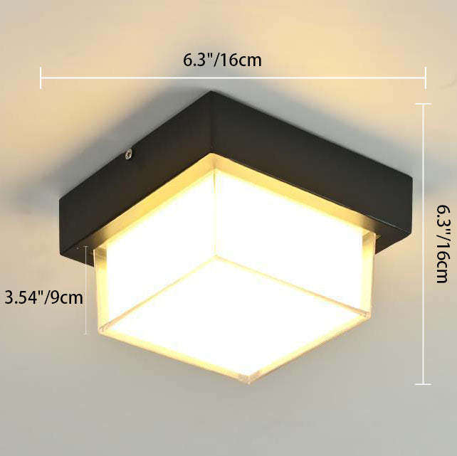 Die-Cast Aluminum Square Outdoor LED Flush Ceiling Light — B / Warm Light (3000K) / 220V-240V For UK/AU